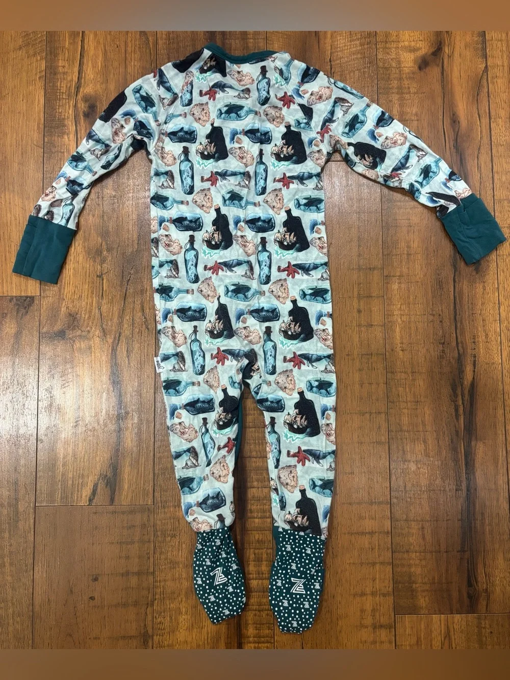 Fletch Pirate Ship Ocean Shark Bamboo Footie Snoozer Pajamas 12-18 Months